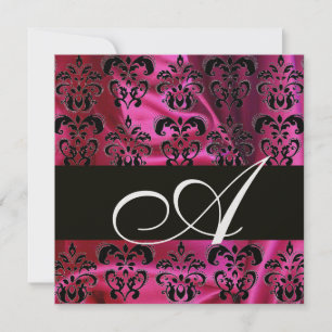 FUCHSIA SVART SILKESDAMAST MED MONOGRAM ,White Ice Inbjudningar