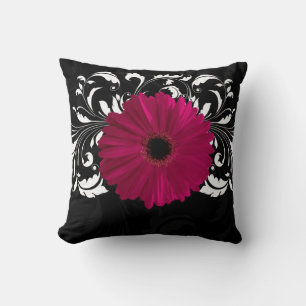 Fuchsia svart-/vitGerberadaisy Kudde