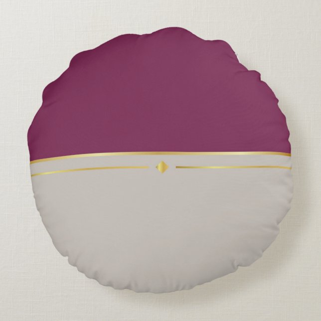 Fuchsia & Taupe Haven Rund Kudde (Baksidan)