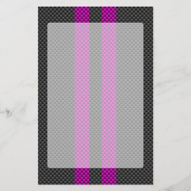 Fuchsia Tävla Rand i Carbon Fiber Stil Brevpapper (Framsida)