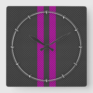 Fuchsia Tävla Rand i Carbon Fiber Stil Fyrkantig Klocka