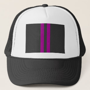 Fuchsia Tävla Rand i Carbon Fiber Stil Truckerkeps