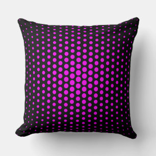 Fuchsia Techno Dots Modern Black Kudde