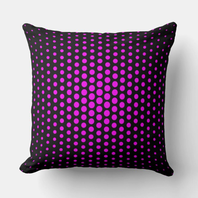 Fuchsia Techno Dots Modern Black Kudde (Framsida)
