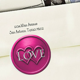 Fuchsia  Two Hearts Intertwined Wedding Runt Klistermärke