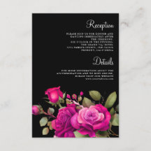 Fuchsia varmröda rosor svarta bröllopsdetaljer