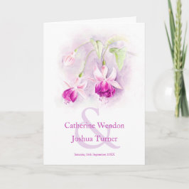 Fuchsia vattencolor lila rosa Bröllop Program