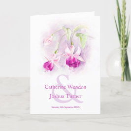 Fuchsia vattencolor lila rosa Bröllop Program