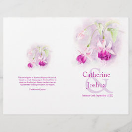 Fuchsia vattencolor lila rosa Bröllopsprogram