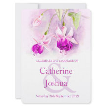 Fuchsia vattenfärgsinbjudan till lila rosa