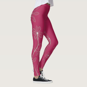 Fuchsia Vin Blommigt Leggings