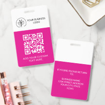 Fuchsia Vit Evenemangsbadge Anpassad QR-kod & Logo