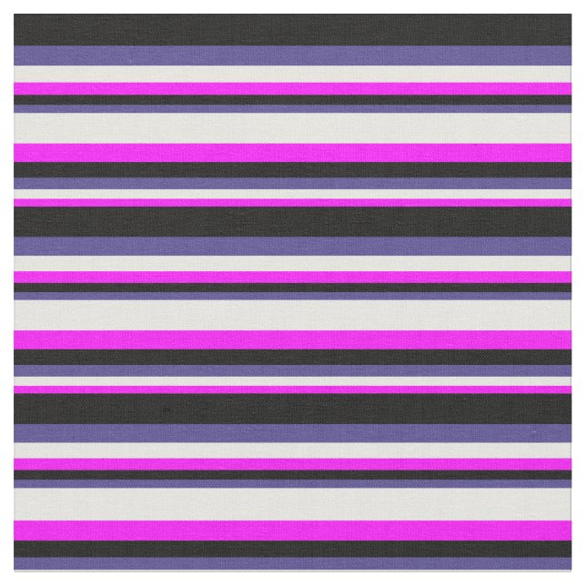 Fuchsia, vit, Mörk Slate Blue och Black Färgad Tyg (Närbild)