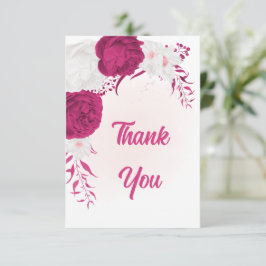 Fuchsia vita blommor botaniska bröllop tack kort