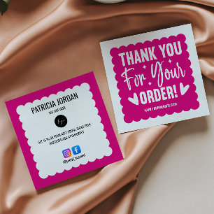 Fuchsia Wave-order Tack för LOGOTYP Social-ikonen Fyrkantigt Visitkort