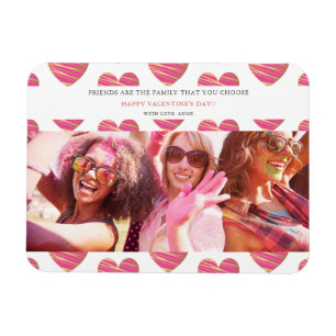 Fucshia Heart Best Friends Photo Lycklig Valentine Magnet