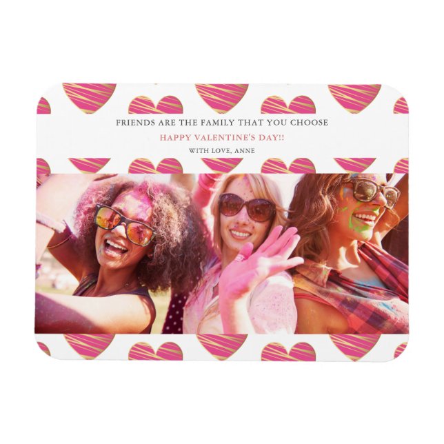 Fucshia Heart Best Friends Photo Lycklig Valentine Magnet (Horisontell)