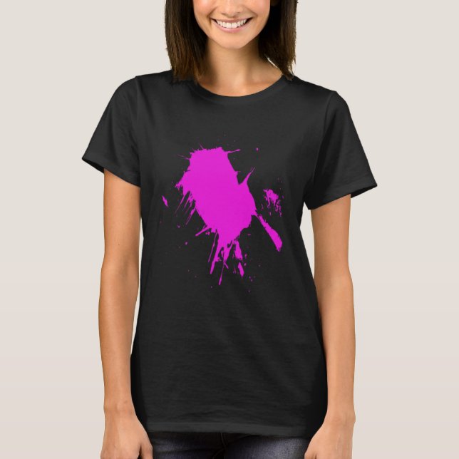 Fucsia Rosa Stain Vibrant Färg Cute Ro T Shirt (Framsida)