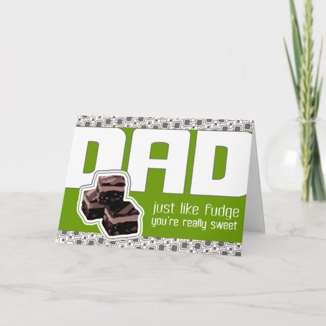 Fudding Fars dag eller Pappa Birthday grönt Card Kort (Framsida)
