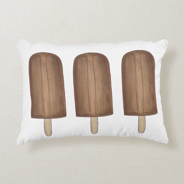 Fudge Brown Ice Cream Pop Fudgesicles Popsicles Prydnadskudde (Framsidan)