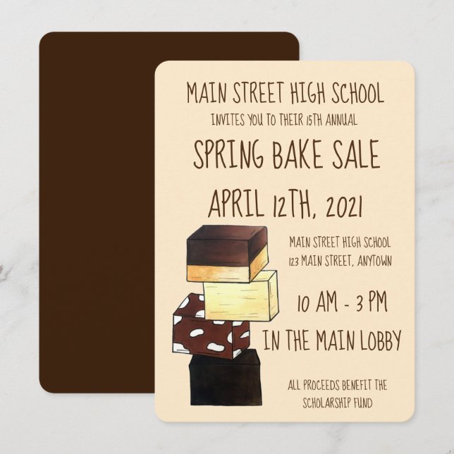 Fudge Confectionery Candy Bake Sale Inbjudningar (Fram/baksida)