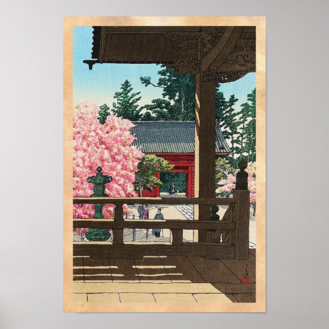 Fudô Temple i Meguro, Tokyo Hasui Kawase art Poster (Framsidan)