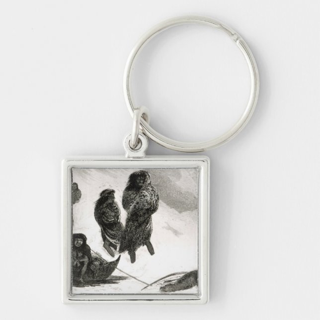 Fuegians som går att handla i Zapallos Fyrkantig Silverfärgad Nyckelring (Framsidan)