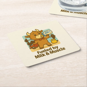 Fuelad av Mjölk & Muscles - Bullio the Hero Underlägg Papper Kvadrat