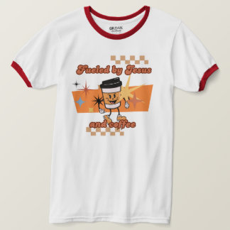 Fueled av Jesus och Coffee Retro T unisex Shirt