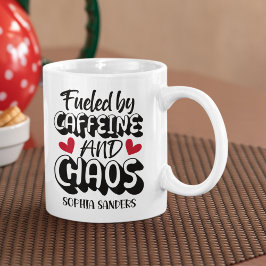 Fueled by Caffeine and Chaos Funny Coffee Lovers Kaffemugg