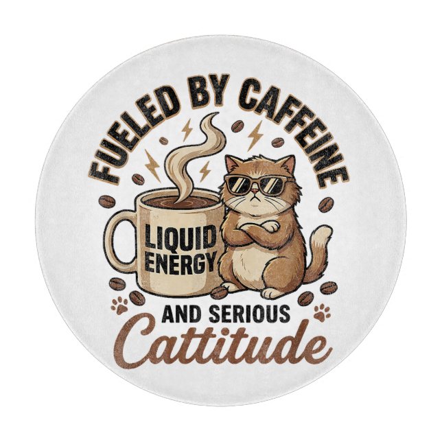 Fueled by Caffeine and Serious Cattitude Funny Cat (Framsidan)