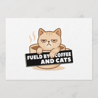 Fueled by Coffee and Cats Cute Sleepy Cat Design Inbjudningar