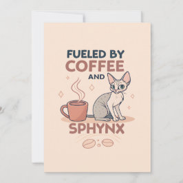 Fueled by Coffee and Sphynx Cat Art Julkort
