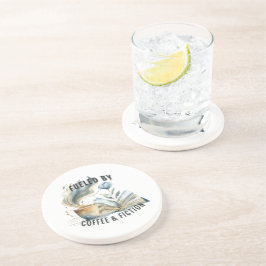 Fueled by Coffee & Fiction Sandstone Coaster Underlägg