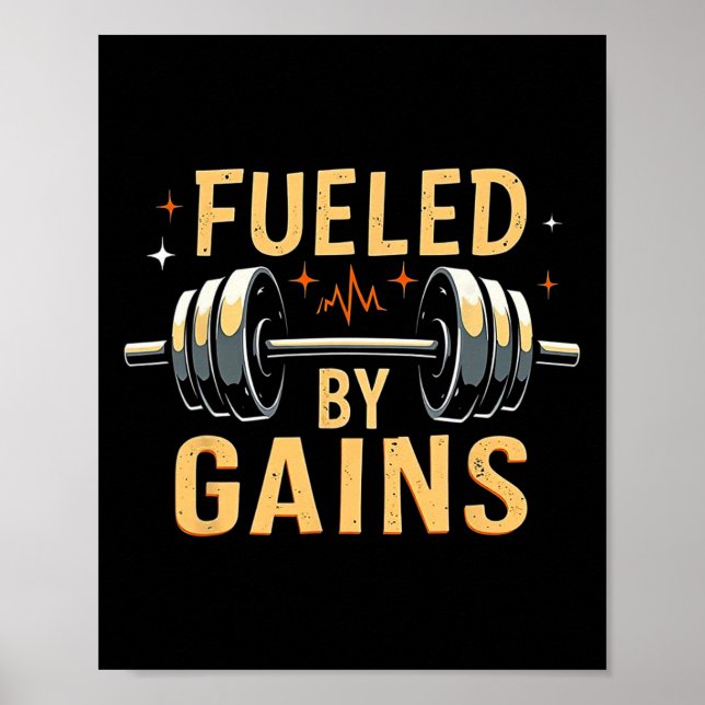 Fueled by Gain Bodybuilding Gym Poster (Framsidan)