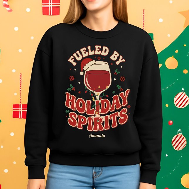 Fueled by Holiday Spirits Funny Wine Christmas T Shirt (Skapare uppladdad)