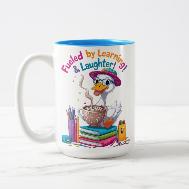 Fueled by Learning Goose Mug – Back to School Fun  Två-Tonad Mugg (Vänster)