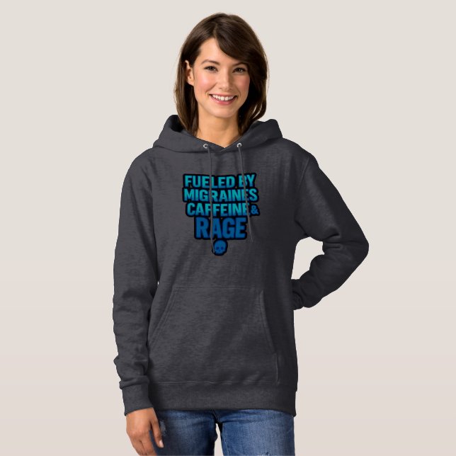 Fueled by Migraines, Caffeine & Rage – Blue Rage  T Shirt (Hel framsida)
