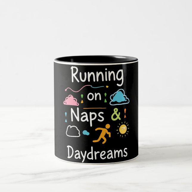 Fueled By Naps, Powered By Dreams - Cozy Aesthetic Två-Tonad Mugg (Center)