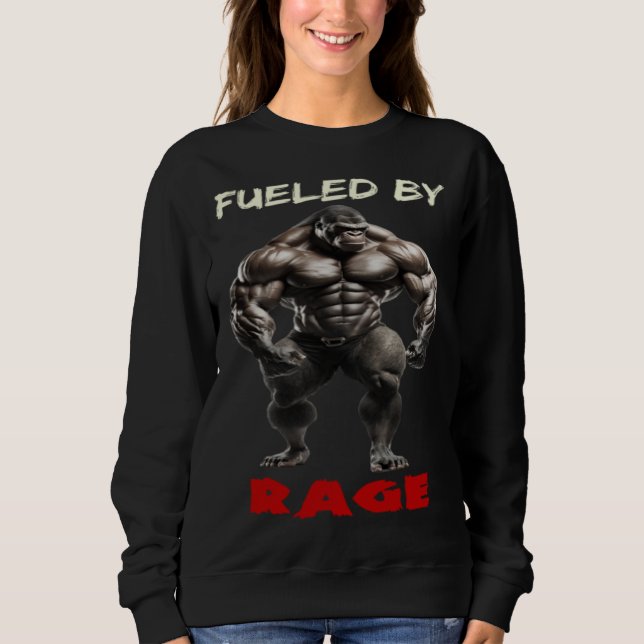 Fueled By Rage Gorilla Weightlifting Bodybuilding  T Shirt (Framsida)