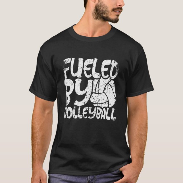 Fueled By Volleyball Beach Volleyball Men Women Ki T Shirt (Framsida)
