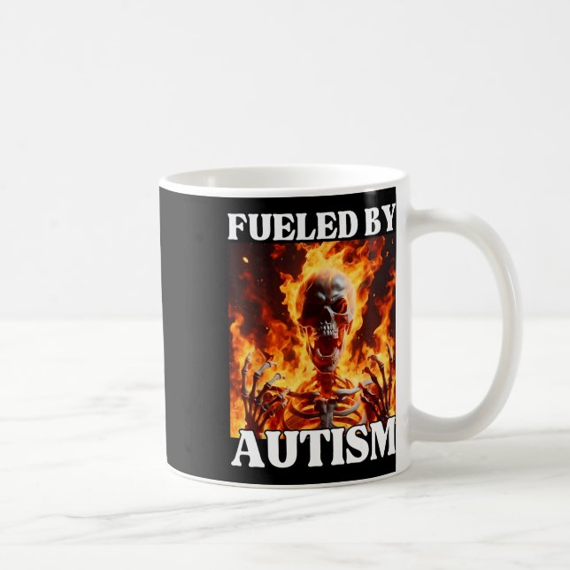 Fuelerad av Autism Funny Cringe Hård Skeleton PM F Kaffemugg (Höger)
