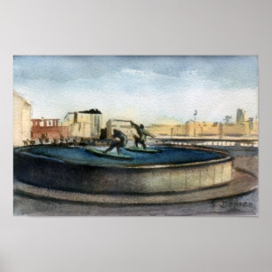 Fuente de los surfistas (A Coruña) Poster