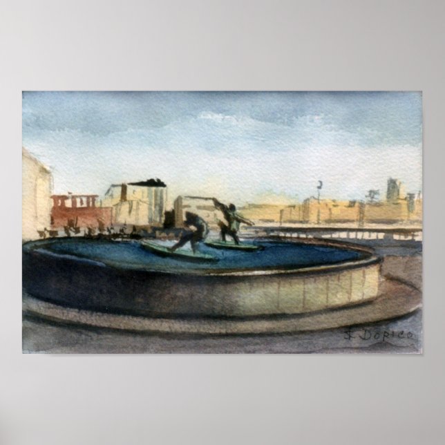 Fuente de los surfistas (A Coruña) Poster (Framsidan)