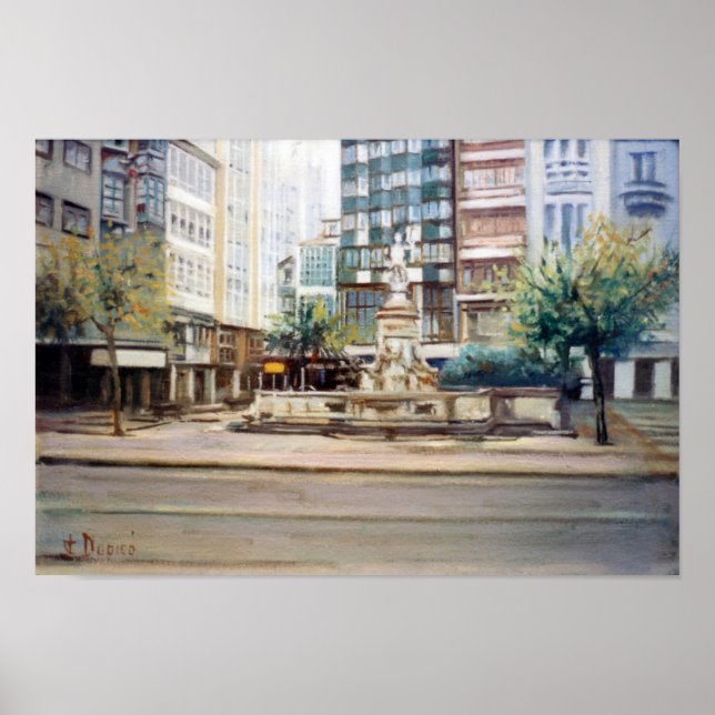 Fuente de Neptuno (A Coruña)/Neptune fountain Poster (Framsidan)