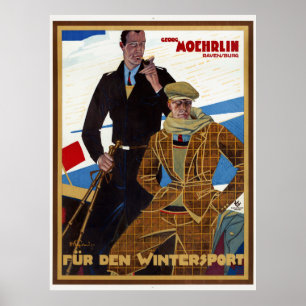 Fuer den Wintersport Tyskland Vintage affisch 1927