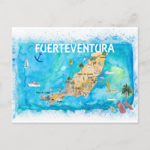 Fuerteventura Canarias Spain Illustrated Karta Vykort