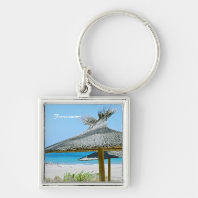 Fuerteventura Keychain Fyrkantig Silverfärgad Nyckelring (Framsidan)