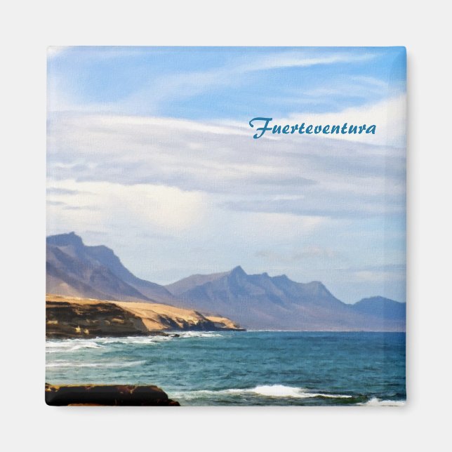 Fuerteventura Ocean Kust Resa Konst Magnet (Framsidan)