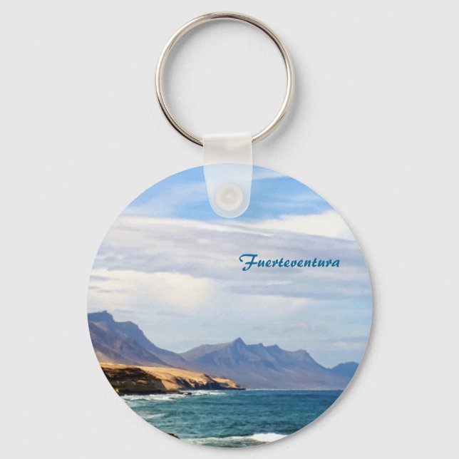 Fuerteventura Ocean Kust Resa Konst Nyckelring (Framsida)